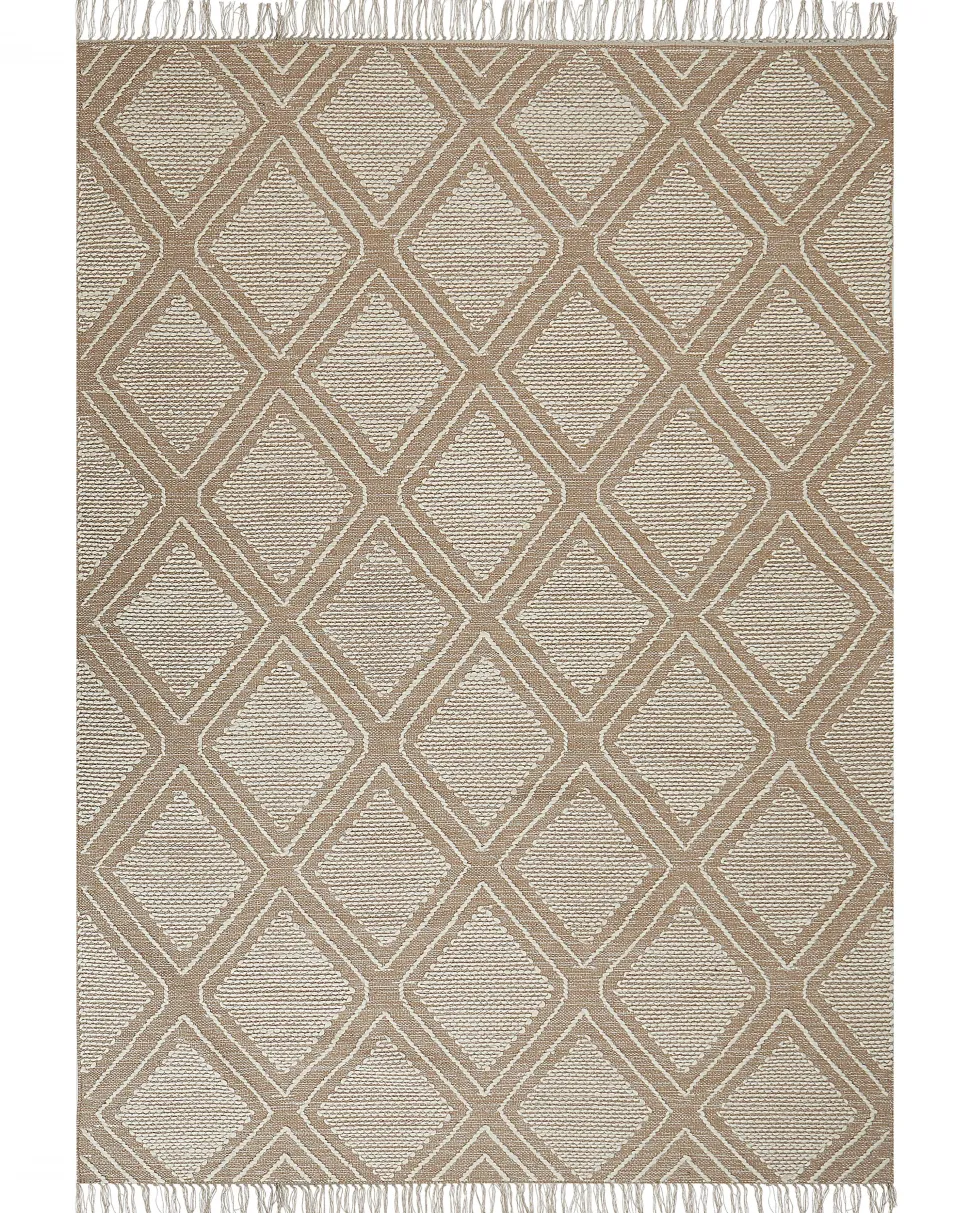 Tapete De Algodao Creme E Branco 160 X 230 Cm Kacem