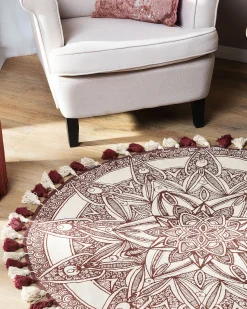 Tapete De Algodao Creme E Vermelho O 120 Cm Oltu