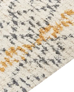 Tapete De Algodao Creme E Amarelo 160 X 230 Cm Kadapa