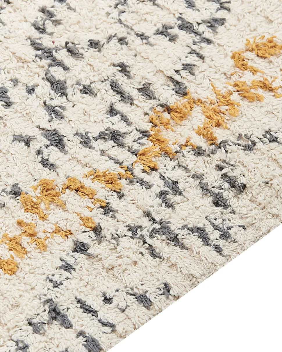 Tapete De Algodao Creme E Amarelo 160 X 230 Cm Kadapa