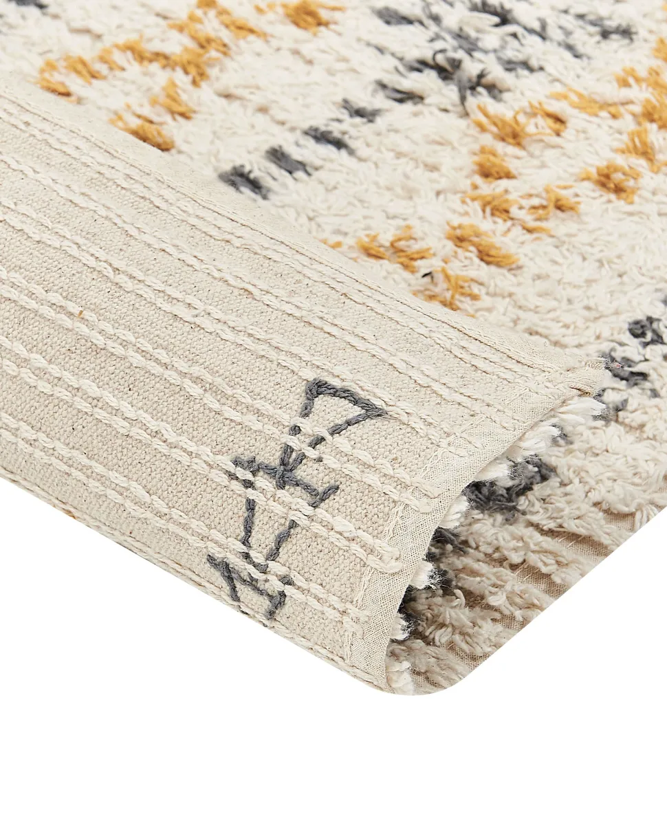 Tapete De Algodao Creme E Amarelo 160 X 230 Cm Kadapa
