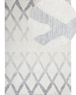 Tapete De Algodao Creme E Cinzento 140 X 200 Cm Pendik