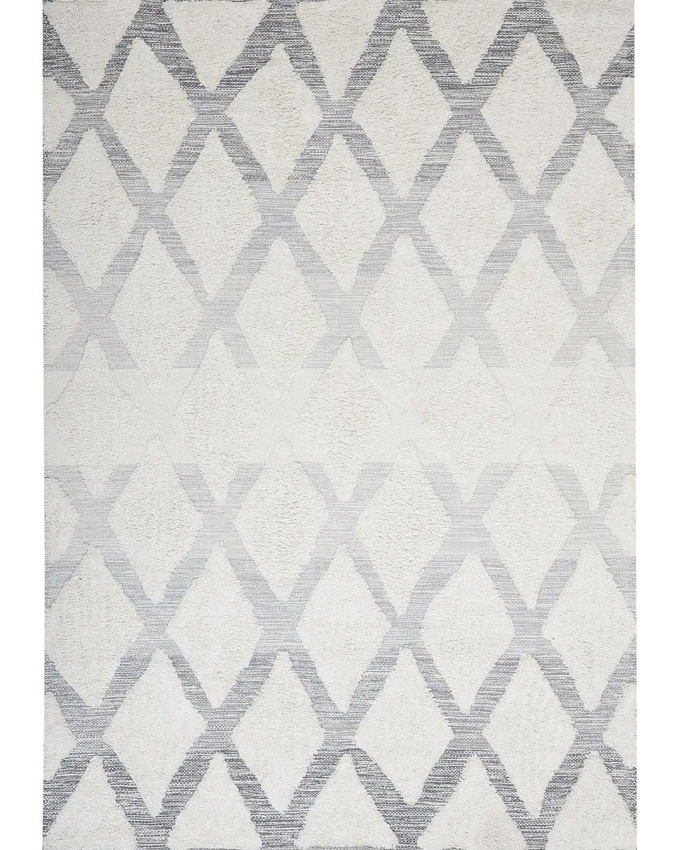 Tapete De Algodao Creme E Cinzento 140 X 200 Cm Pendik