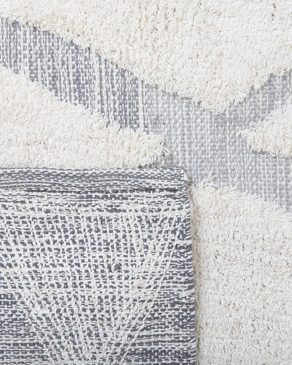 Tapete De Algodao Creme E Cinzento 140 X 200 Cm Pendik