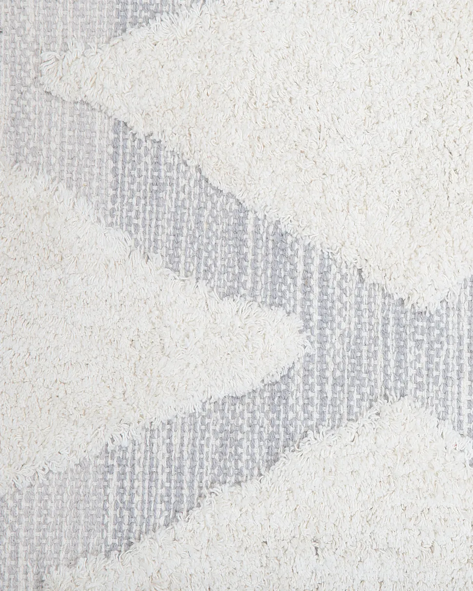 Tapete De Algodao Creme E Cinzento 140 X 200 Cm Pendik