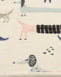 Tapete De Algodao Multicolor Com Impressao De Caes 80 X 150 Cm Temiaj