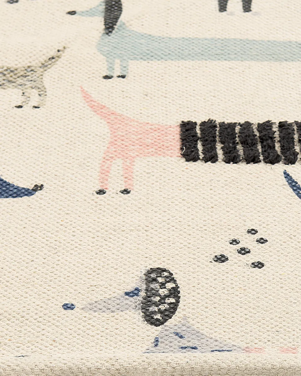 Tapete De Algodao Multicolor Com Impressao De Caes 80 X 150 Cm Temiaj