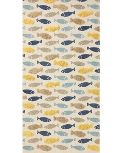 Tapete De Algodao Multicolor Com Impressao De Peixes 80 X 150 Cm Ipuh