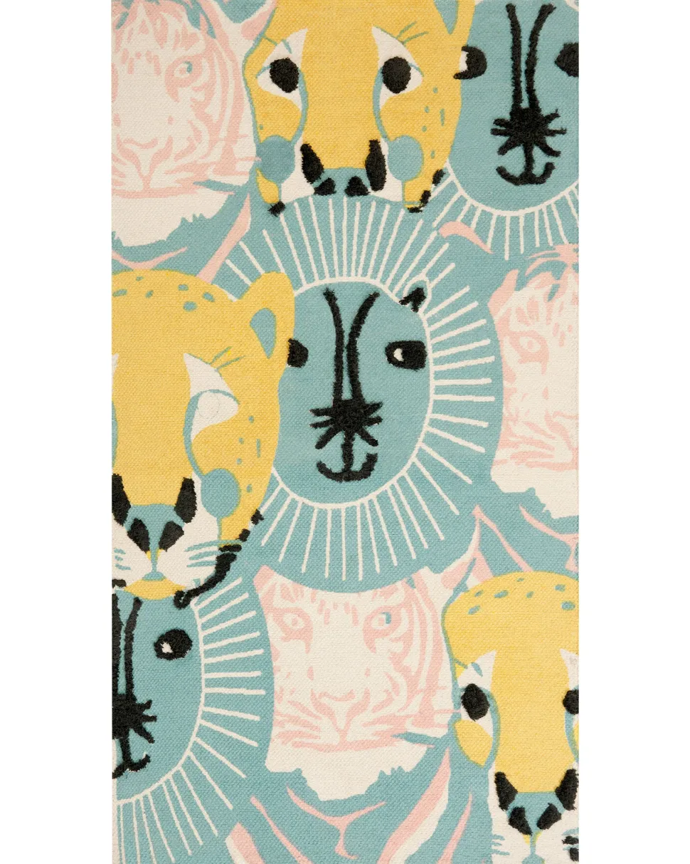 Tapete De Algodao Multicolor Com Impressao De Animal 80 X 150 Cm Tutut