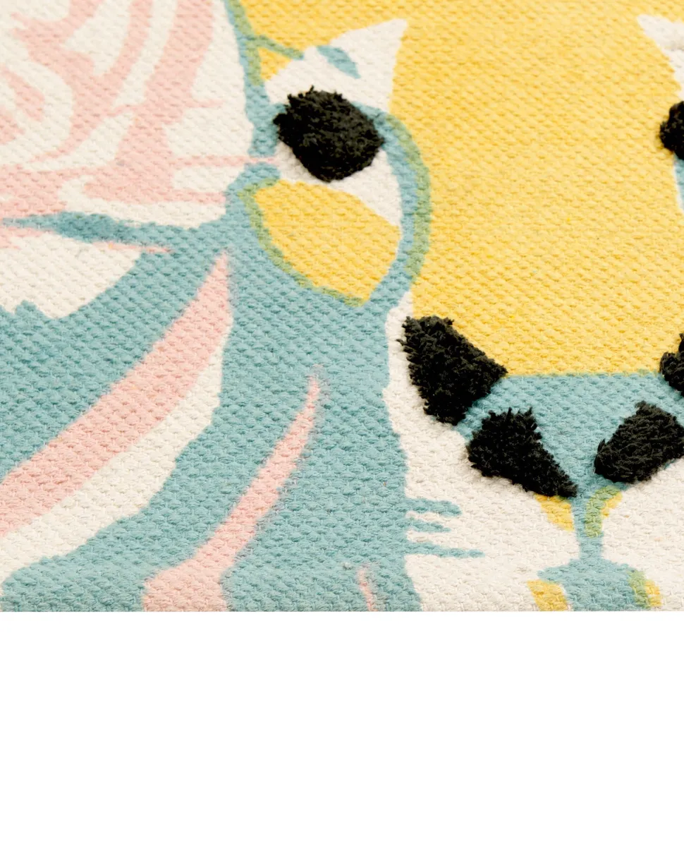 Tapete De Algodao Multicolor Com Impressao De Animal 80 X 150 Cm Tutut