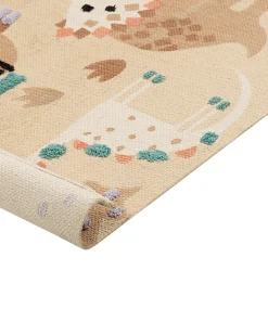 Tapete De Algodao Multicolor Com Impressao Animal 80 X 150 Cm Stabat