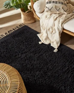 Tapete De Algodao Preto 140 X 200 Cm Bitlis