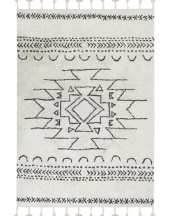 Tapete De Algodao Preto E Branco 160 X 230 Cm Khouribga