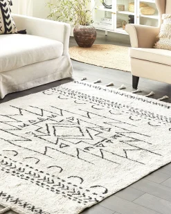 Tapete De Algodao Preto E Branco 160 X 230 Cm Khouribga