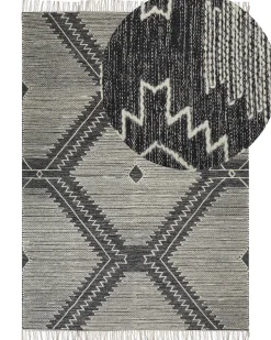 Tapete De Algodao Preto E Branco 160 X 230 Cm Arbaa