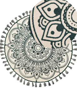 Tapete De Algodao Redondo Creme E Verde O 120 Irice