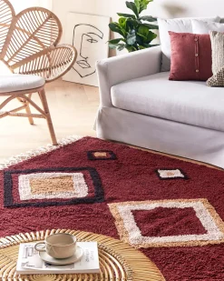 Tapete De Algodao Vermelho 160 X 230 Cm Siirt