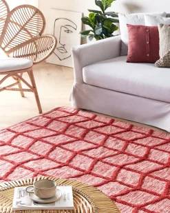 Tapete De Algodao Vermelho 160 X 230 Cm Sivas