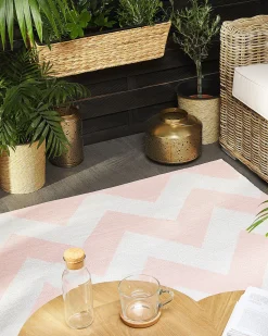 Tapete De Area Branco E Rosa 160 X 230 Cm Konarli