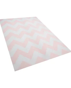 Tapete De Area Branco E Rosa 160 X 230 Cm Konarli