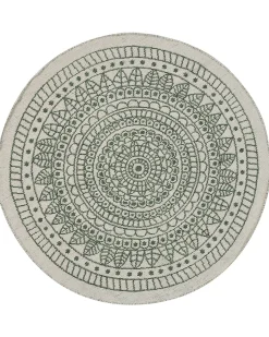 Tapete De Area Redondo Reversivel Verde E Branco 140 Cm Yalak