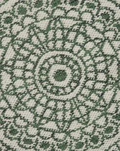Tapete De Area Redondo Reversivel Verde E Branco 140 Cm Yalak