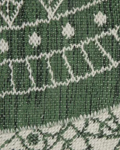 Tapete De Area Redondo Reversivel Verde E Branco 140 Cm Yalak