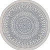 Tapete De Area Redondo Reversivel Azul E Branco 140 Cm Yalak