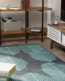 Tapete De Area Reversivel Preto E Azul 140 X 200 Cm Mezra