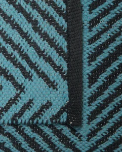 Tapete De Area Reversivel Preto E Azul 140 X 200 Cm Mezra