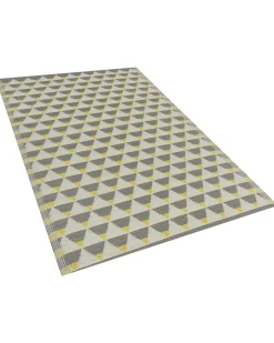 Tapete De Exterior Amarelo E Cinzento 120 X 180 Cm Hisar