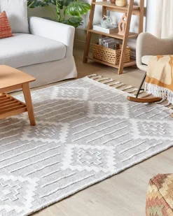 Tapete De Exterior Branco E Cinzento 160 X 230 Cm Tabiat