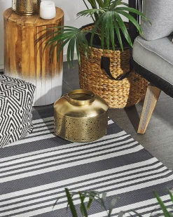 Tapete De Exterior Cinzento Claro E Preto 120 X 180 Cm Delhi