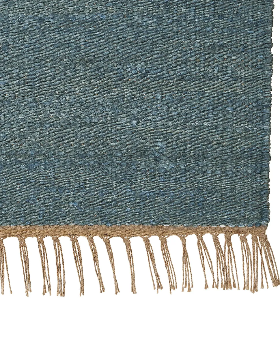 Tapete De Juta Azul Turquesa E Castanho 160 X 230 Cm Lunia