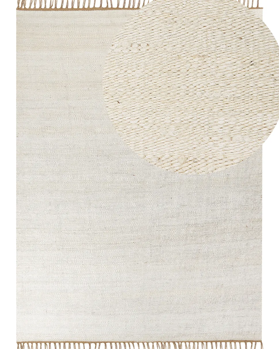 Tapete De Juta Creme Claro E Castanho 160 X 230 Cm Lunia