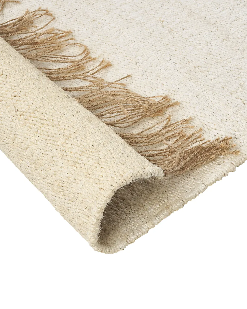 Tapete De Juta Creme Claro E Castanho 160 X 230 Cm Lunia