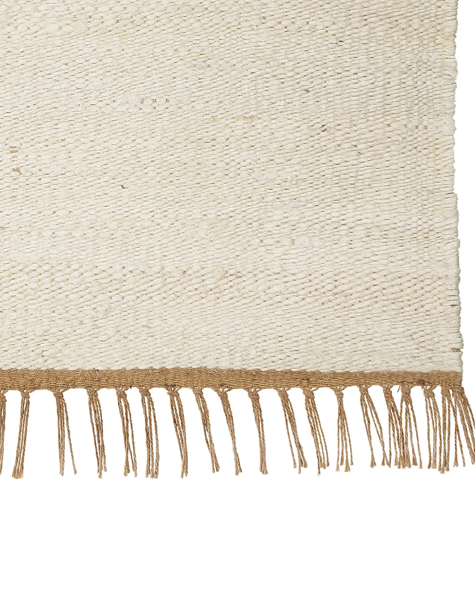 Tapete De Juta Creme Claro E Castanho 160 X 230 Cm Lunia