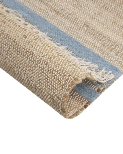 Tapete De Juta Creme E Azul Claro 160 X 230 Cm Talpur