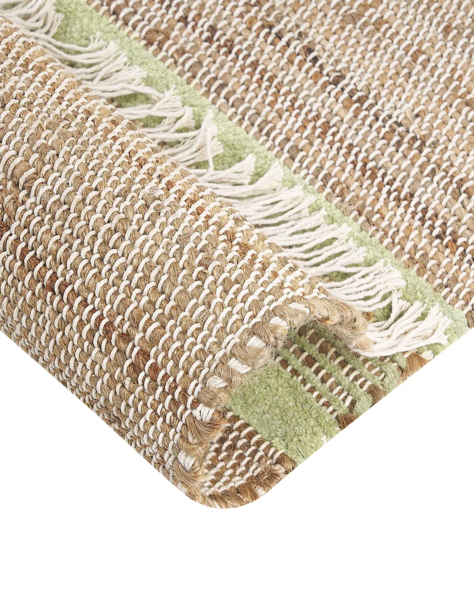 Tapete De Juta Creme E Verde Claro 160 X 230 Cm Talpur