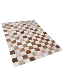Tapete De Pele Genuina Castanha E Creme 160 X 230 Cm Solmaz