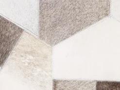 Tapete De Pele Genuina Cinzenta E Creme 160 X 230 Cm Varto