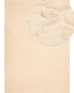 Tapete De Pele Sintetica De Coelho Creme 160 X 230 Cm Gharo