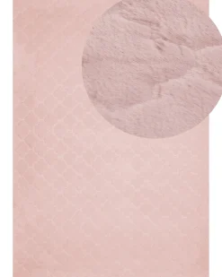 Tapete De Pele Sintetica De Coelho Rosa 160 X 230 Cm Gharo