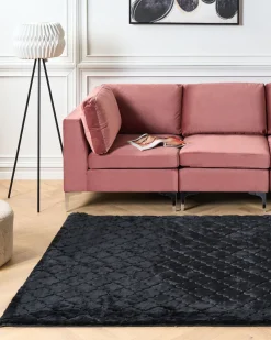 Tapete De Pele Sintetica De Coelho Preta 160 X 230 Cm Gharo