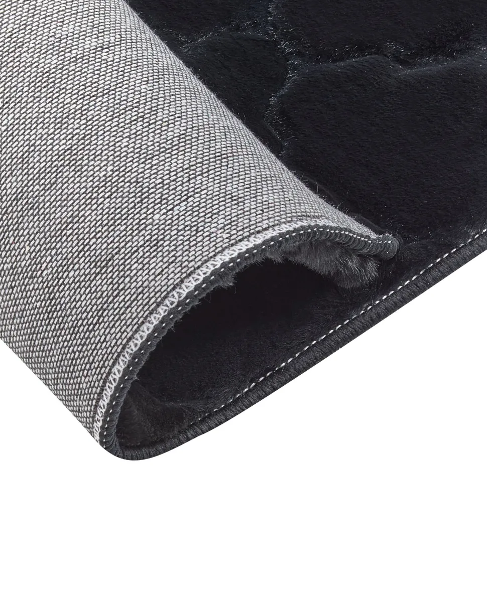 Tapete De Pele Sintetica De Coelho Preta 160 X 230 Cm Gharo