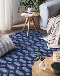 Tapete De Viscose Azul Marinho 160 X 230 Cm Cizre