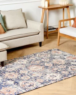 Tapete Em Algodao Azul E Vermelho 140 X 200 Cm Kurin