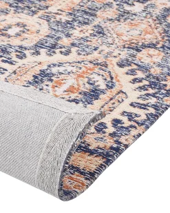 Tapete Em Algodao Azul E Vermelho 140 X 200 Cm Kurin