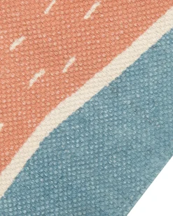 Tapete Em Algodao Azul E Laranja Com Impressao De Preguica 80 X 150 Cm Isak