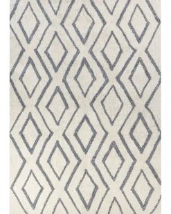 Tapete Em Algodao Branco E Azul 160 X 230 Cm Menderes